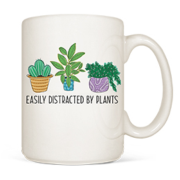 White Easily Distracted By Plants Coffee Mugs 