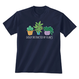 Navy Easily Distracted By Plants T-Shirts 