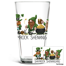 Clear Shamrock Shenanigans Pint Glass - Color Printed 
