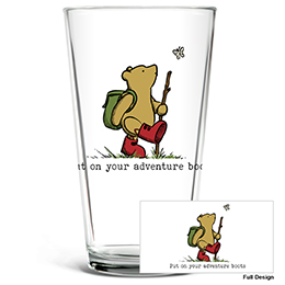 Clear Adventure Boots Pint Glass - Color Printed 