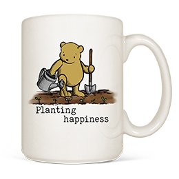 White Planting Happiness Coffee Mugs 