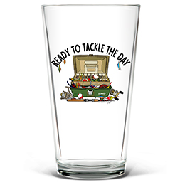 Clear Ready to Tackle the Day Pint Glass - Color Printed 