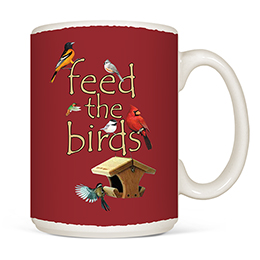 White Feed the BIrds Coffee Mugs 