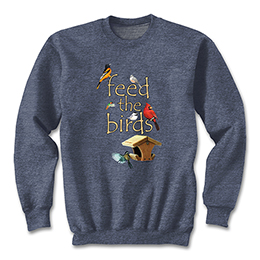 Heather Navy Feed the BIrds Sweatshirts 