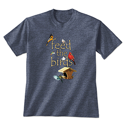 Heather Navy Feed the BIrds T-Shirts 