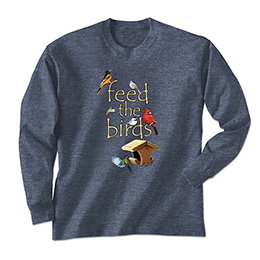 Heather Navy Feed the BIrds Long Sleeve Tees 