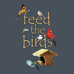 Heather Navy Feed the BIrds T-Shirt 