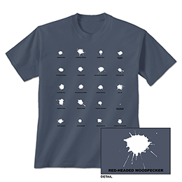 Steel Blue Bird Splats T-Shirts 