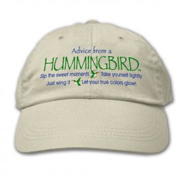 Stone Advice From A Hummingbird Embroidered Hats 