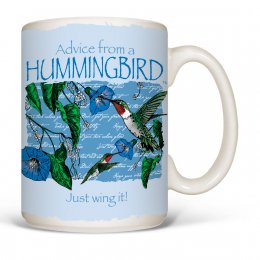 White Advice Hummingbird Mugs 