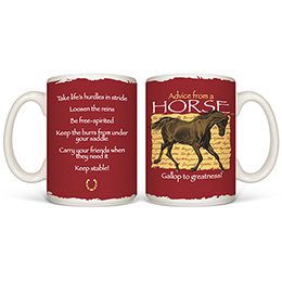 White Advice Horse Mugs 