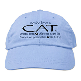 Light Blue Advice Cat Embroidered Hats 