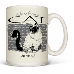 White Advice Cat Coffee Mugs 