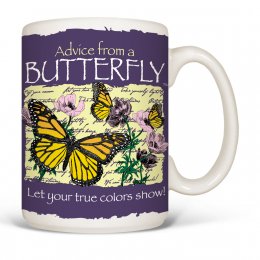 White Advice Butterfly Mugs 