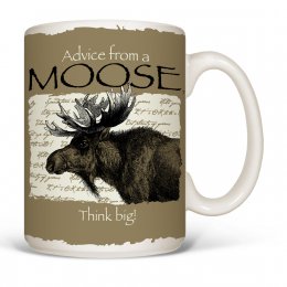 White Advice Moose Mugs 
