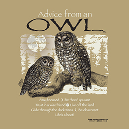 Tan Advice Owl T-Shirt 