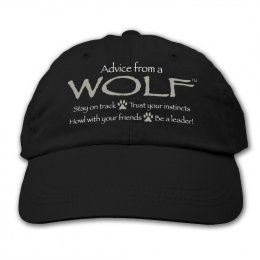 Black Advice From A Wolf Embroidered Hats 