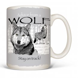 White Advice Wolf Mugs 