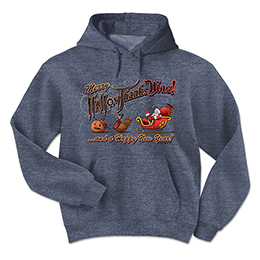 Heather Navy MerryHallowThanksMas Hooded Sweatshirts 