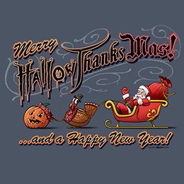 Steel Blue MerryHallowThanksMas T-Shirt 